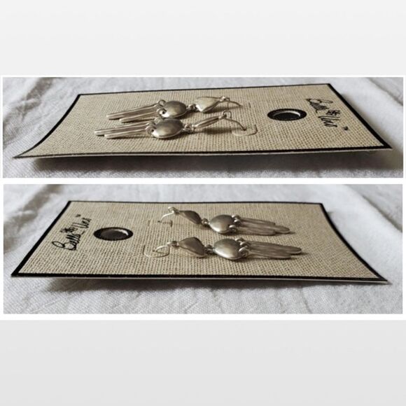 New Bella Uno Earrings Womens Silver Dangle Three Tier Drop Triangle Jewelry NWT - Picture 6 of 16